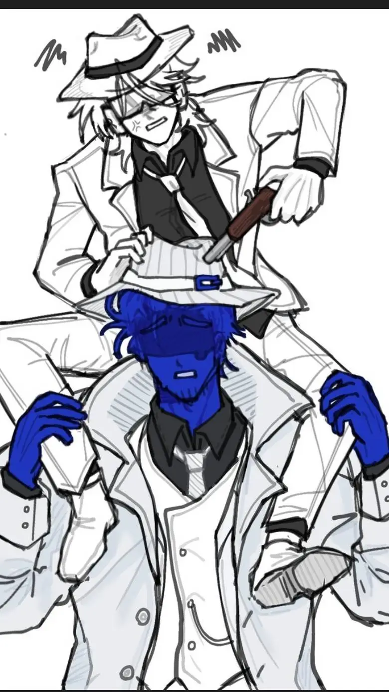 ai character: •🤍2P DOUBLEFEDORA💙 background