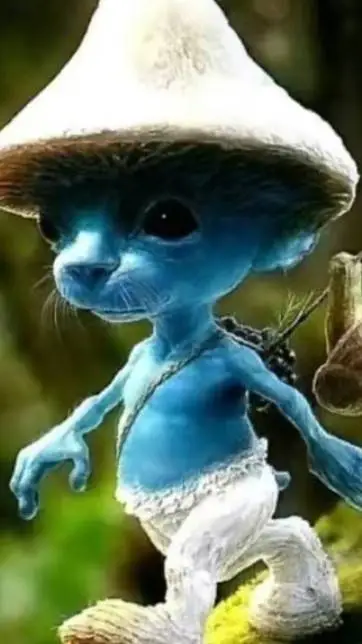ai character: Blue mashroom cat💙 background