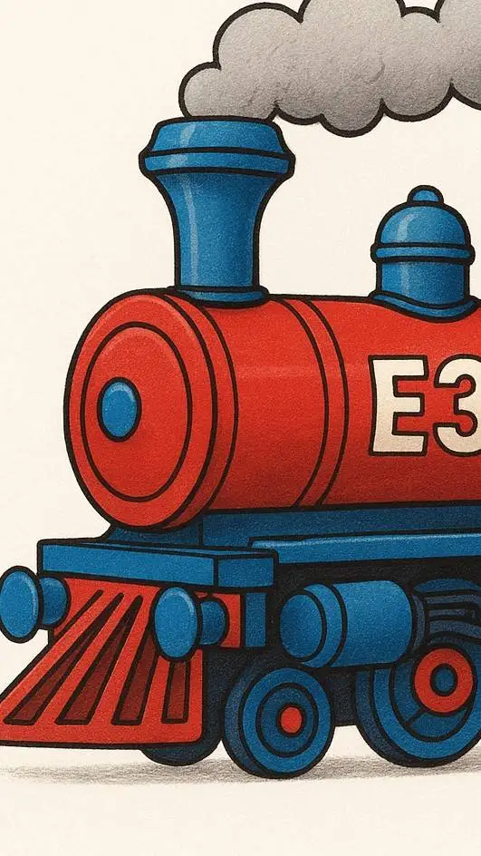 ai character: E3T steam train  background