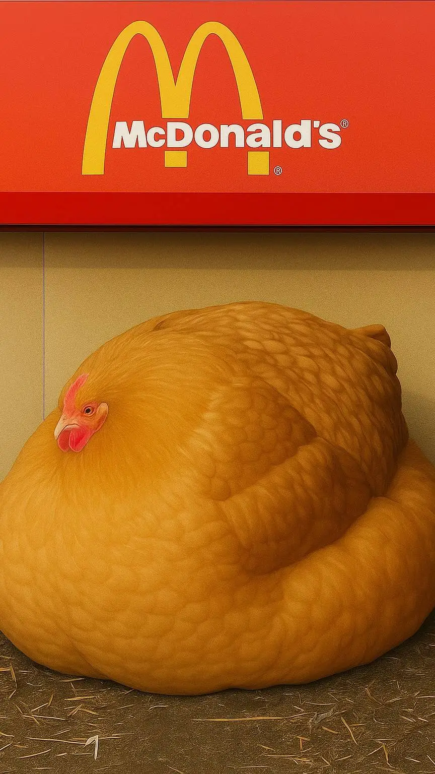 ai character: very fat chicken  background