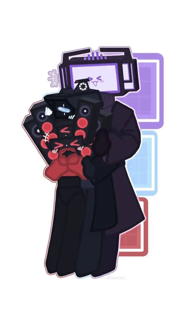 ai character: Titan TVman💜❤💙 background