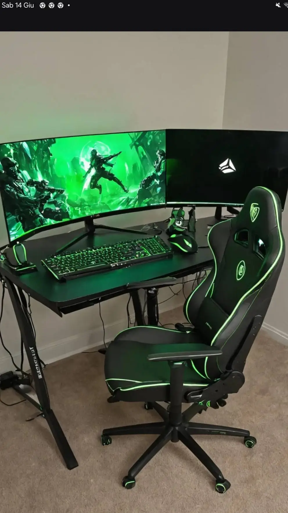 ai character: pc gaming verde background