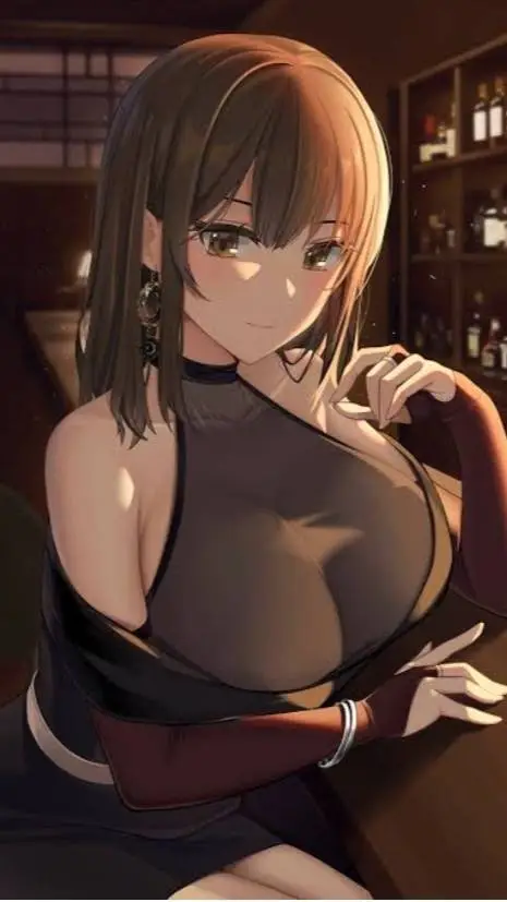 ai character: A  girl at the bar background