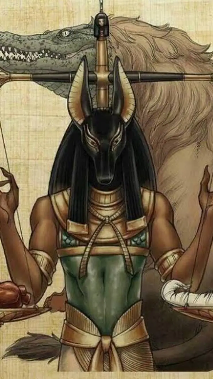 ai character: anubis but sus background
