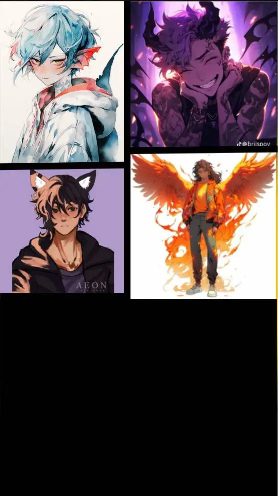 ai character: Friends🩵💜🖤🧡 background