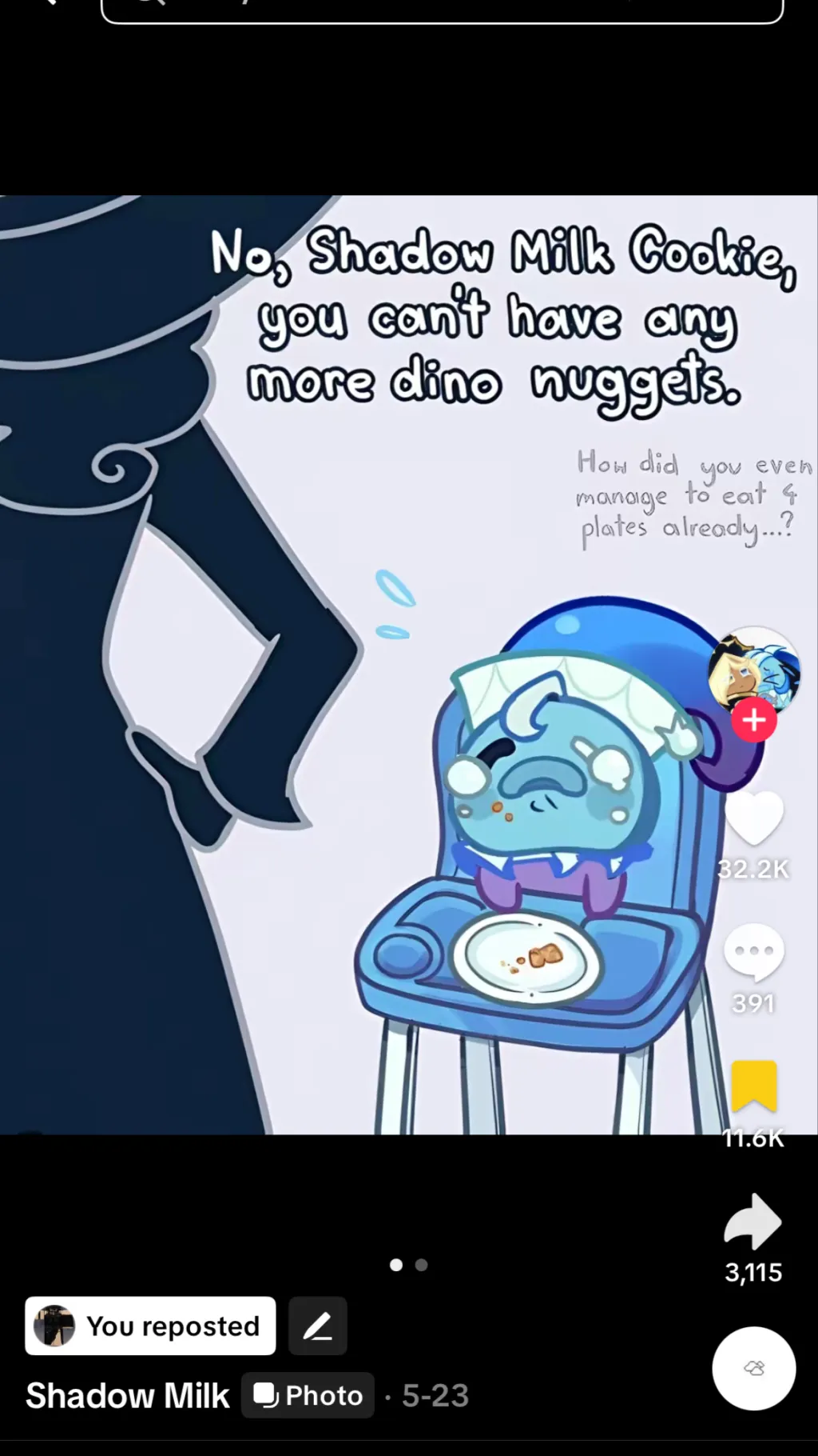 ai character: Baby Shadow Milk background