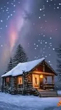 ai character: MHA winter cabin background