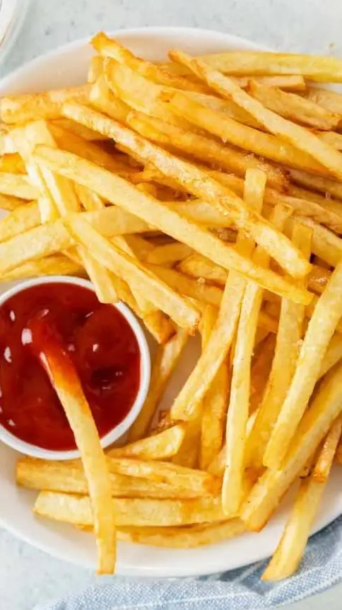 ai character: a French fries background