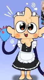 ai character: Goob in a maid dre background