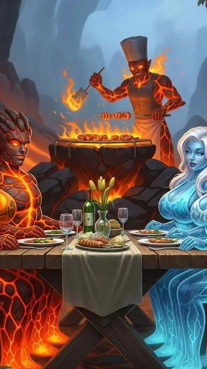 ai character: Elemental BBQ background