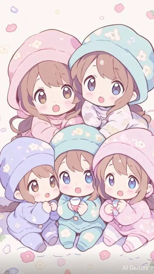 ai character: 5 tiny babies background