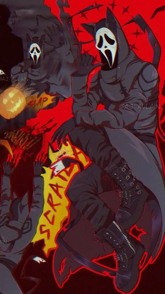 ai character: Ghostface Hybrid background