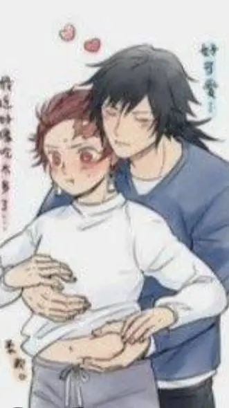 ai character: Tanjiro pregnant  background