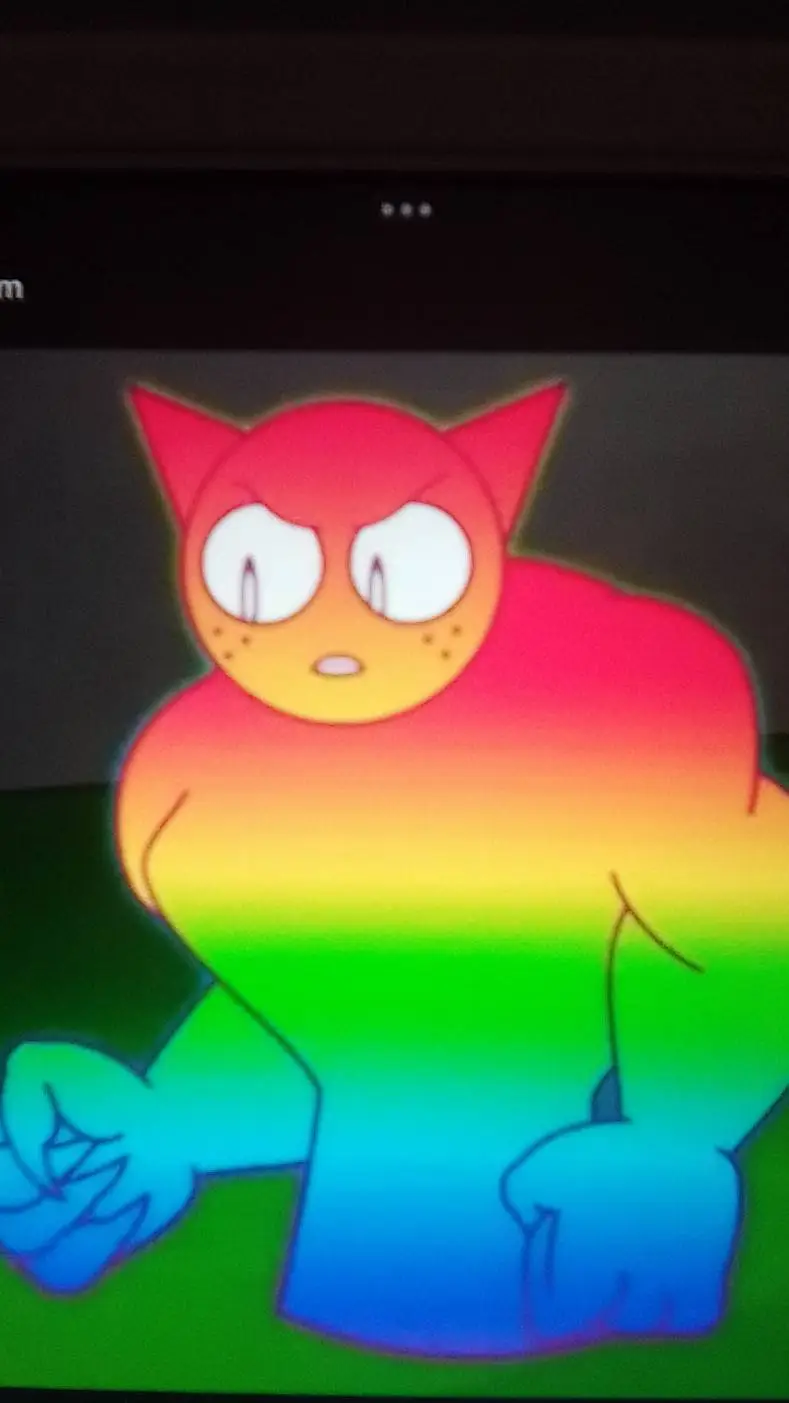 ai character: Rainbow Gray background