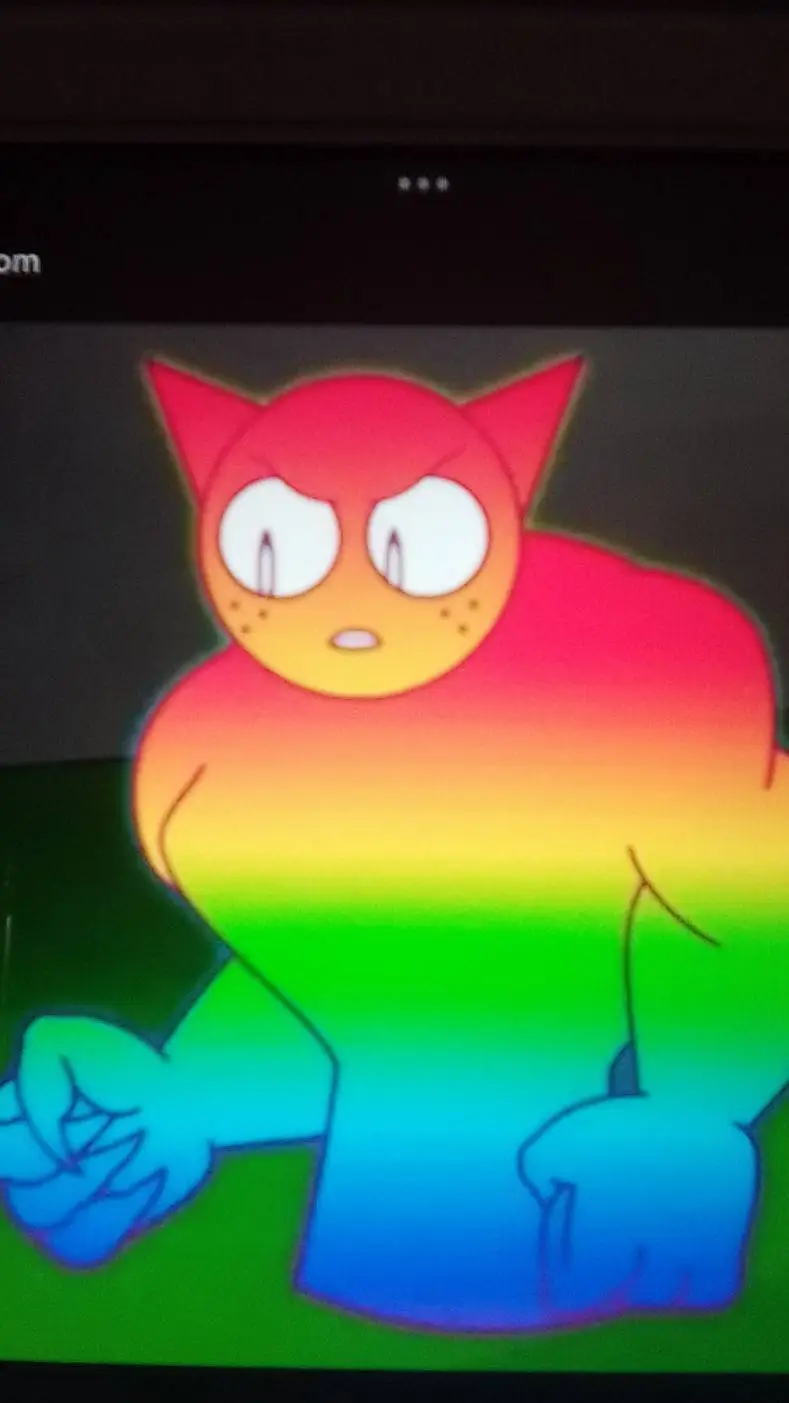 ai character: Rainbow Gray background