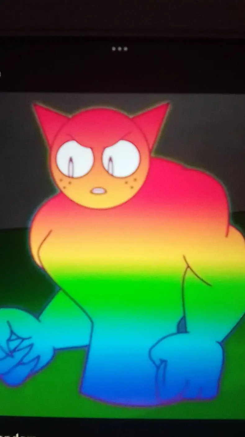 ai character: Rainbow Gray background