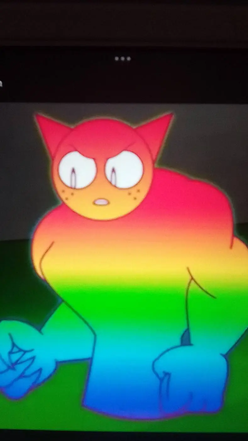 ai character: Rainbow Gray background