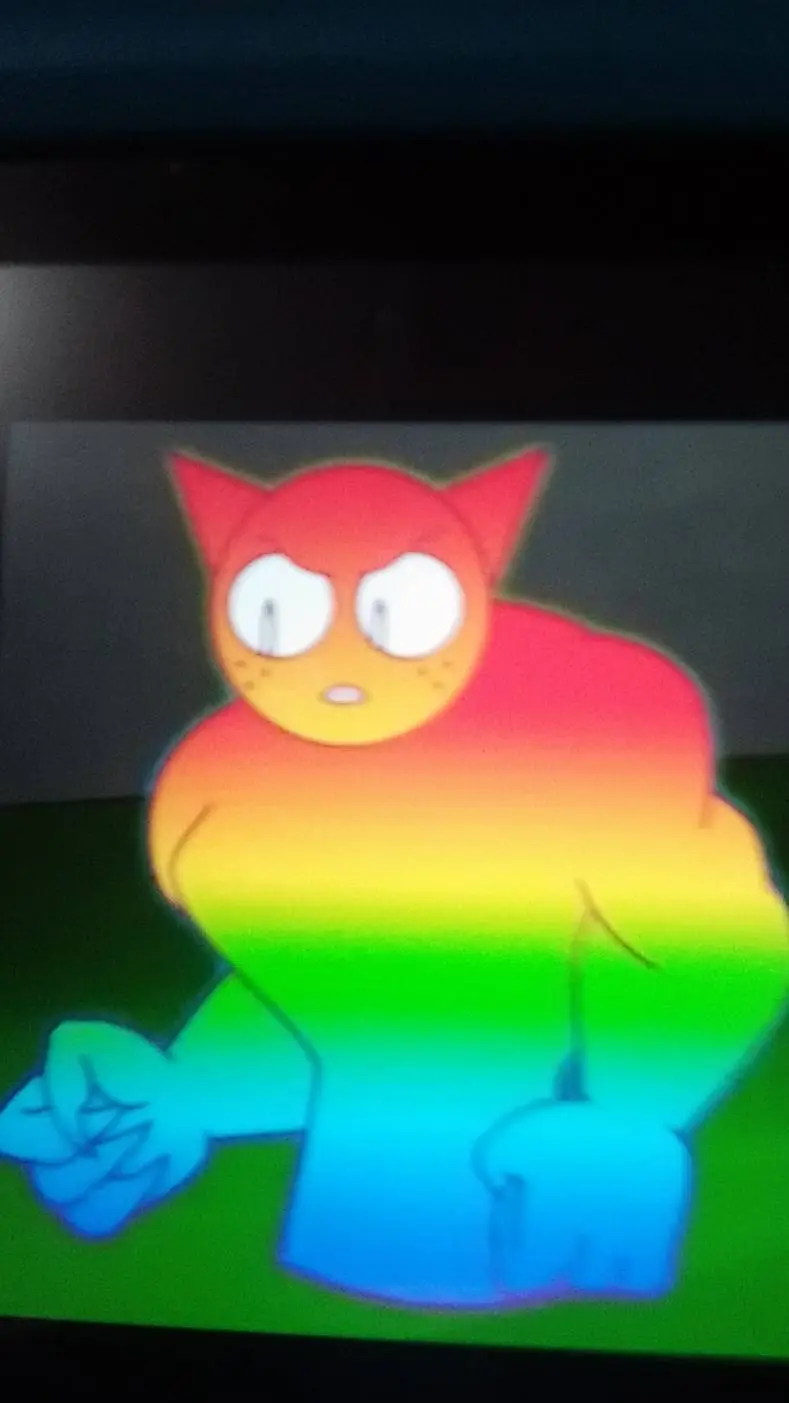 ai character: Rainbow Gray background