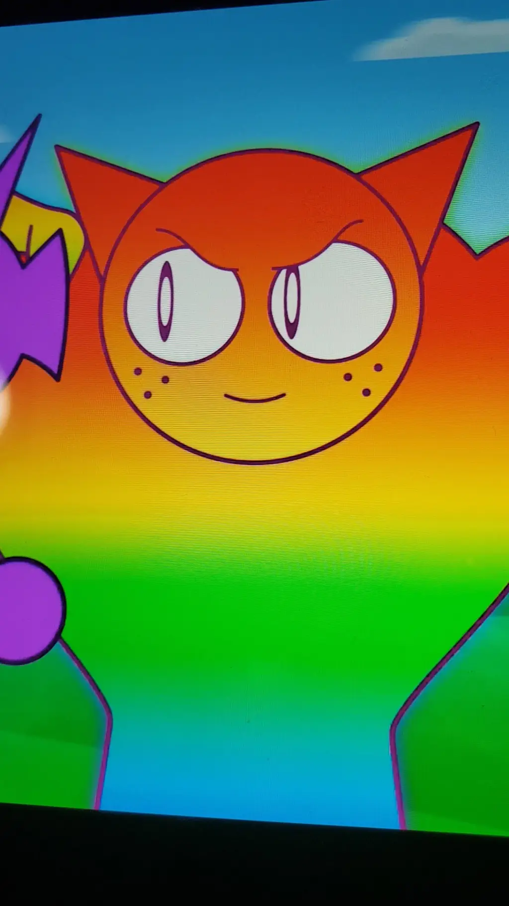 ai character: Rainbow Gray  background