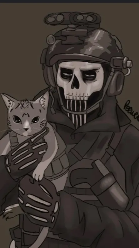 ai character: Ghost cat fan  background