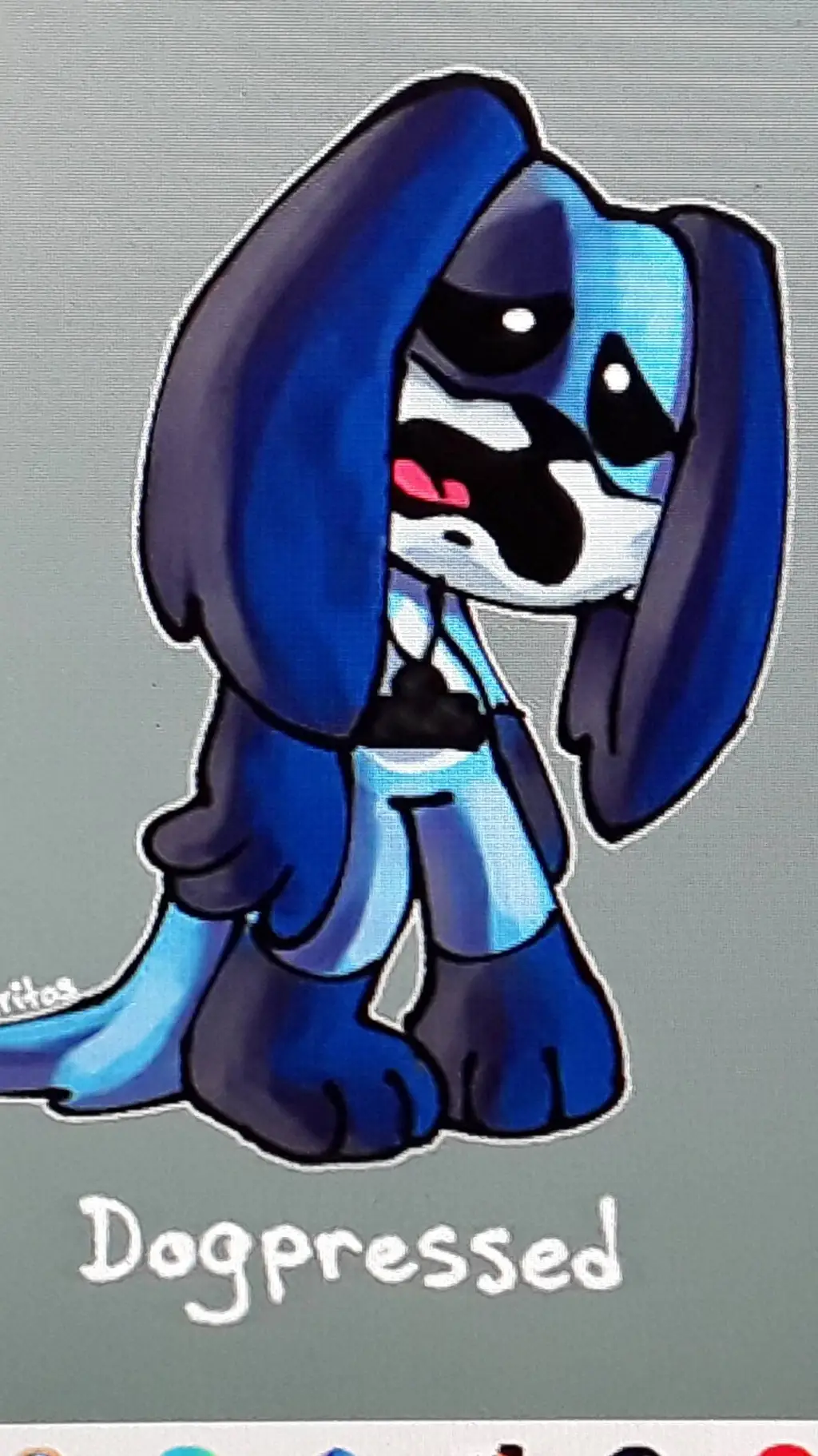 ai character: dogpressed background