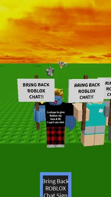 ai character: Roblox protest background