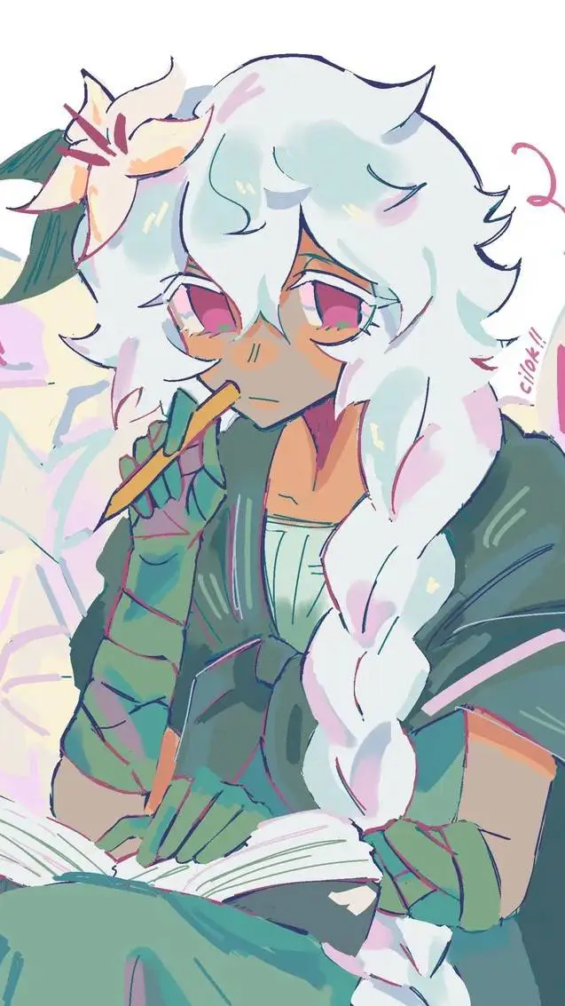 ai character: white lily cookie  background