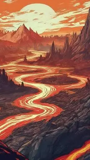ai character: magma lands background