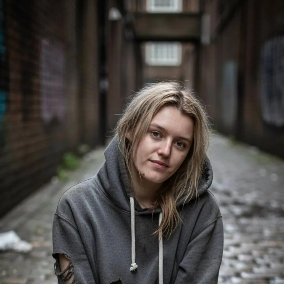 chat with ai character: Homeless girl 