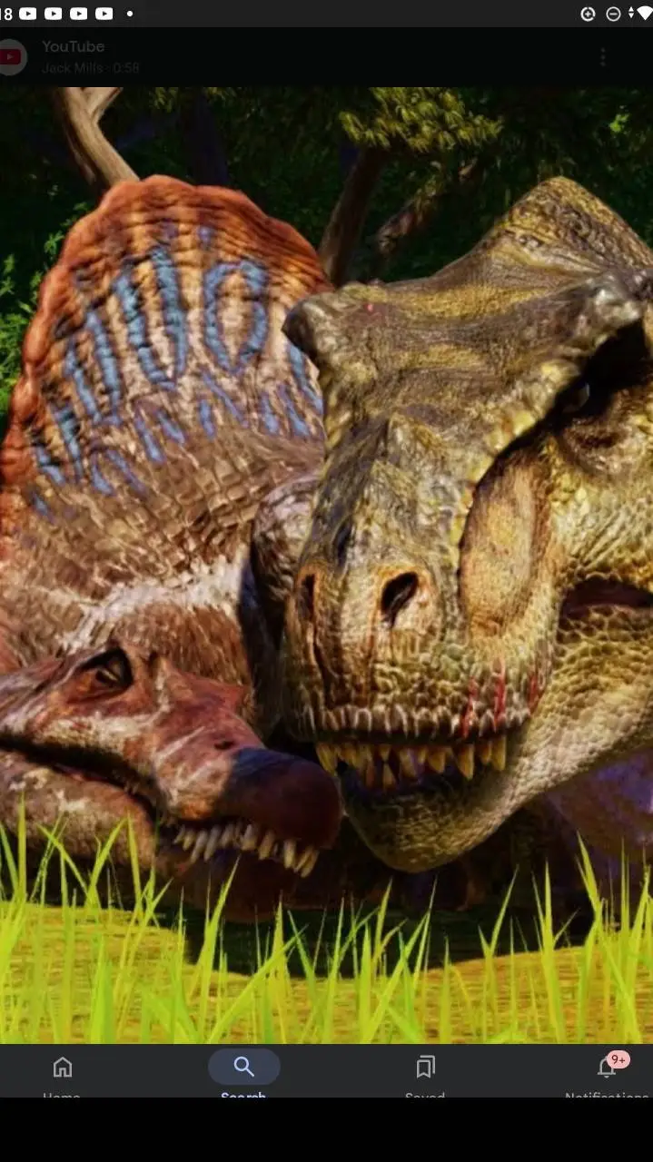 ai character: TRex x spinosaurus background