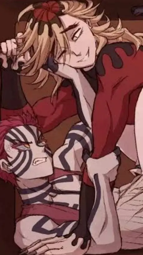 ai character: douma and akaza  background