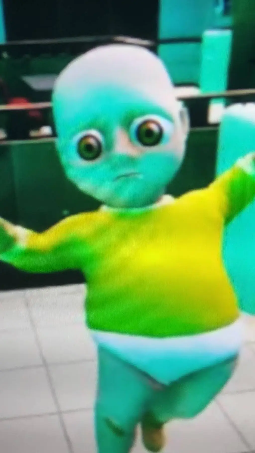 ai character: baby in yellow background
