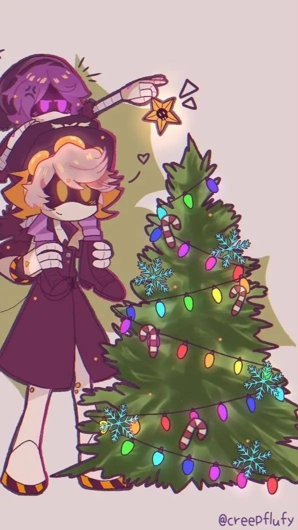 ai character: Murder Drones Xmas background