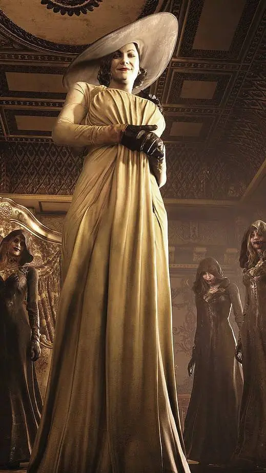 ai character: Lady Dimitrescu  background