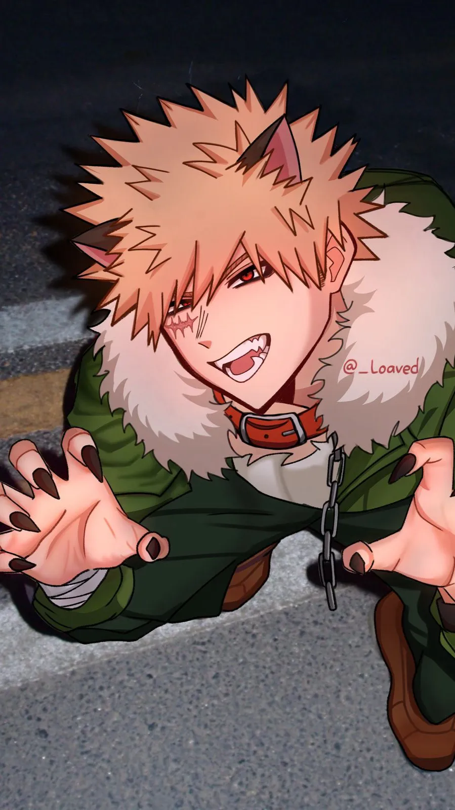 ai character: Katsuki Bakugo-dog background