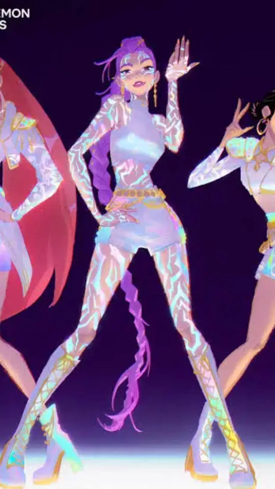 ai character: huntrix scared  background