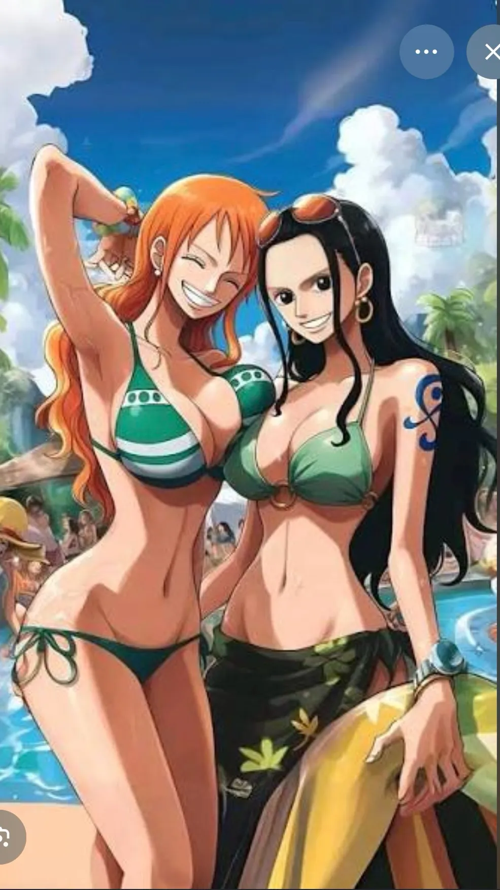 ai character: Nami and Robin background
