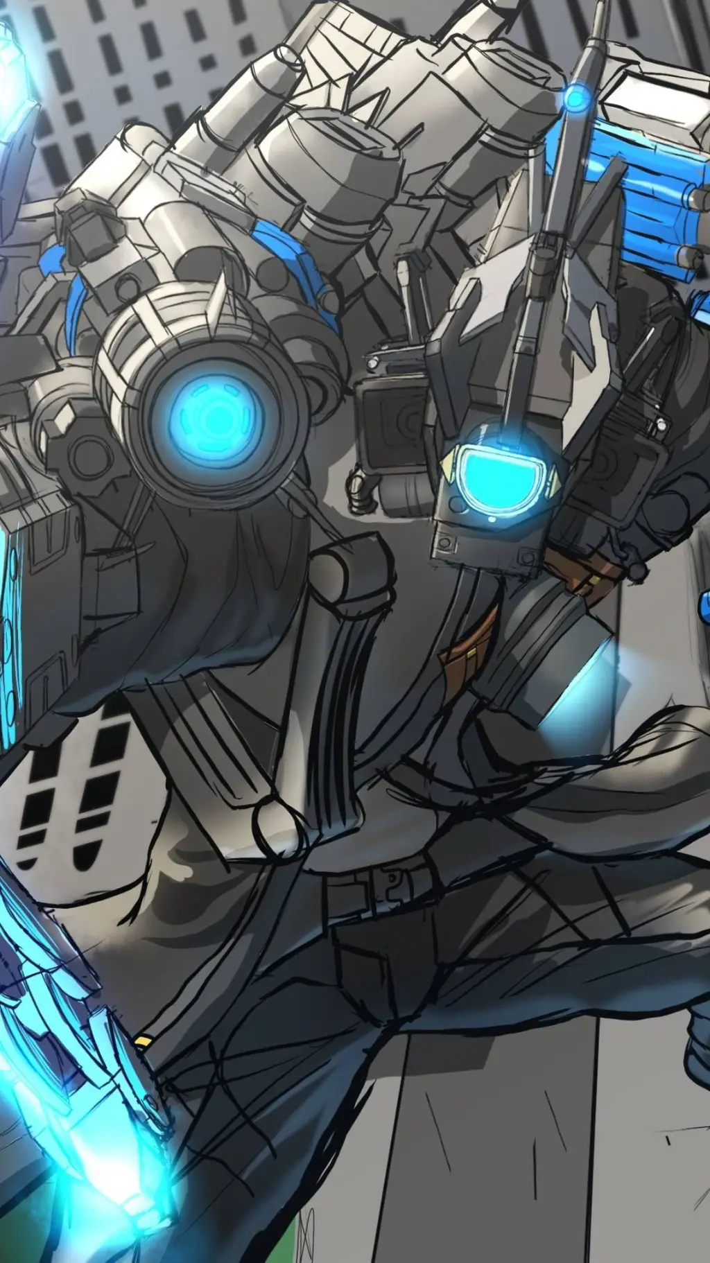 ai character: Titan Cameraman  background
