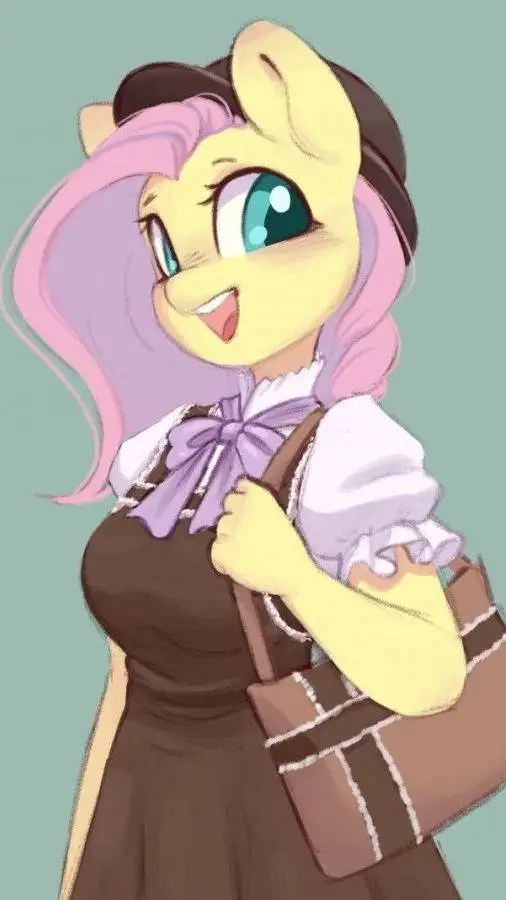ai character: Anthro Fluttershy  background