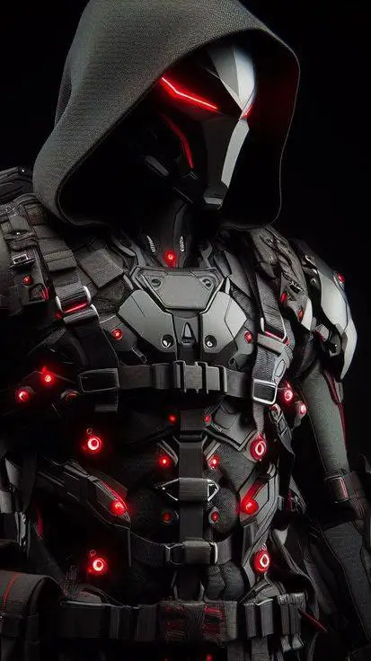 ai character: black mask background