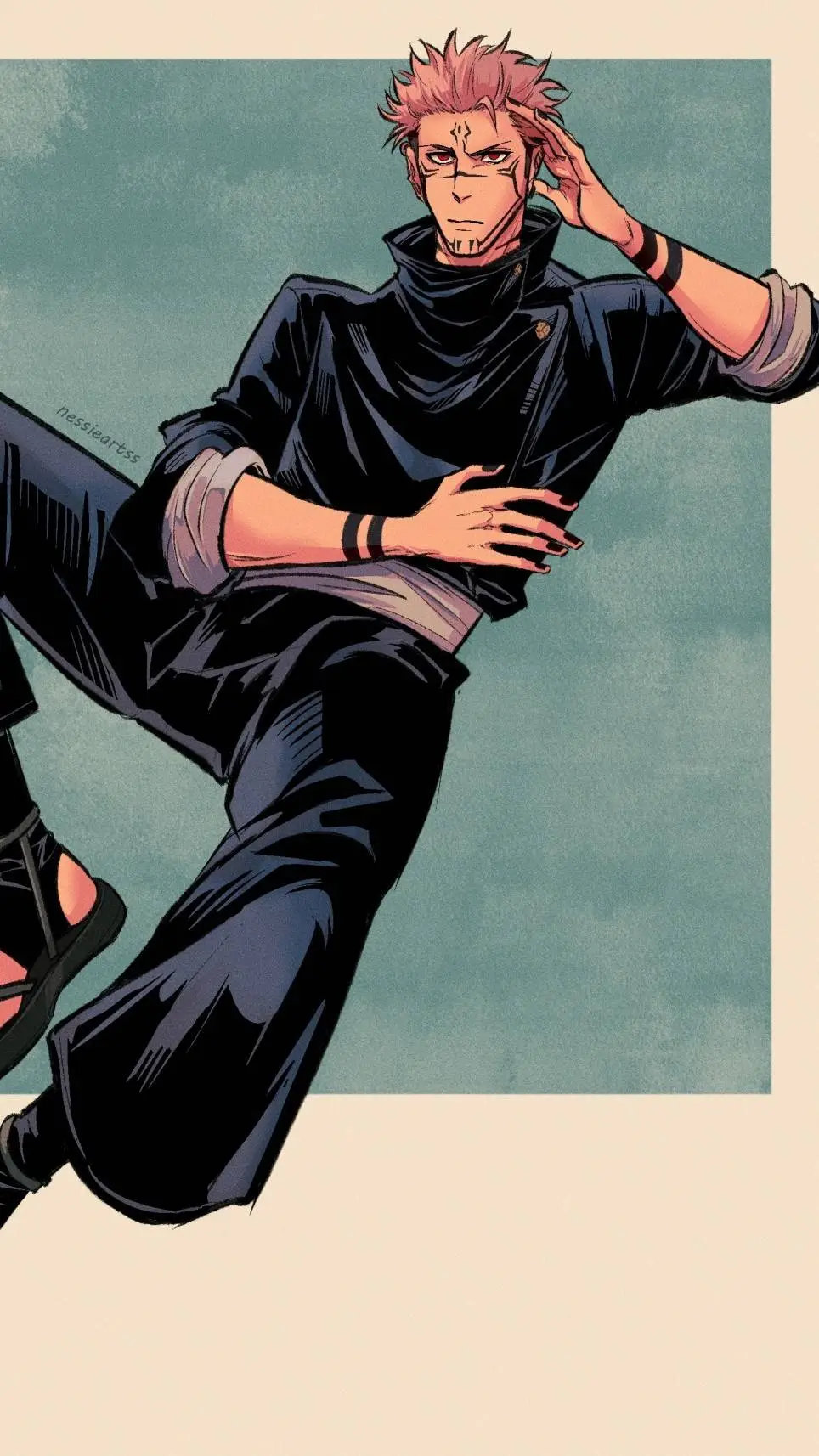 ai character: Sukuna 𖤐 background