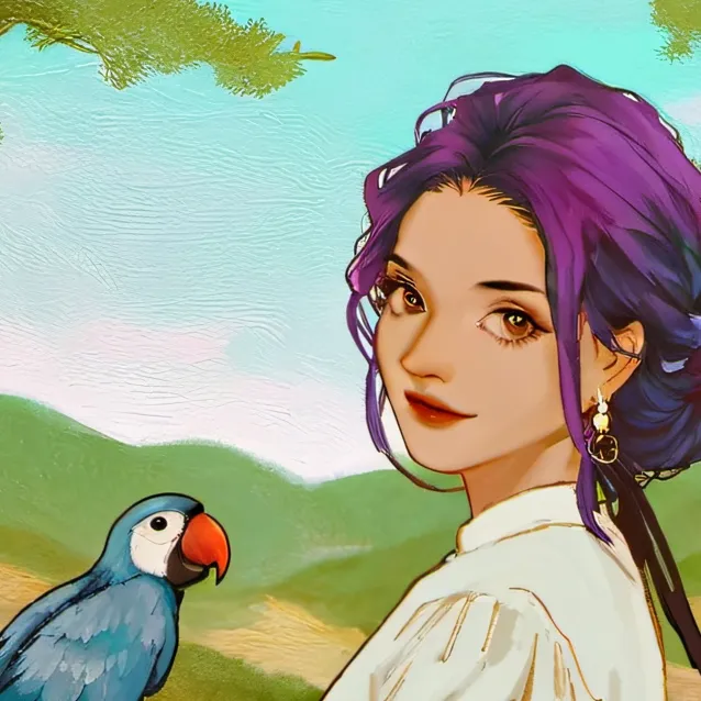 chat with ai character: parrot girl