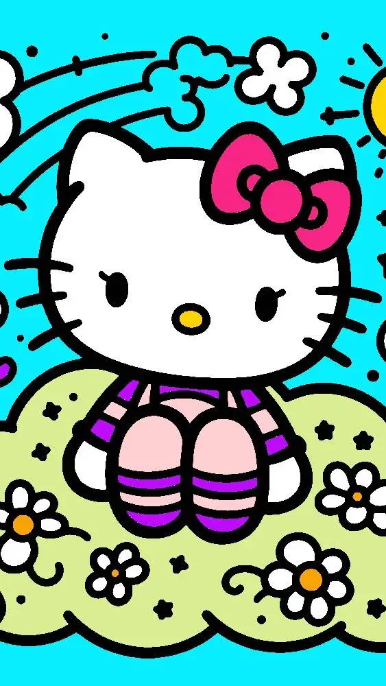 ai character: hello kitty  background