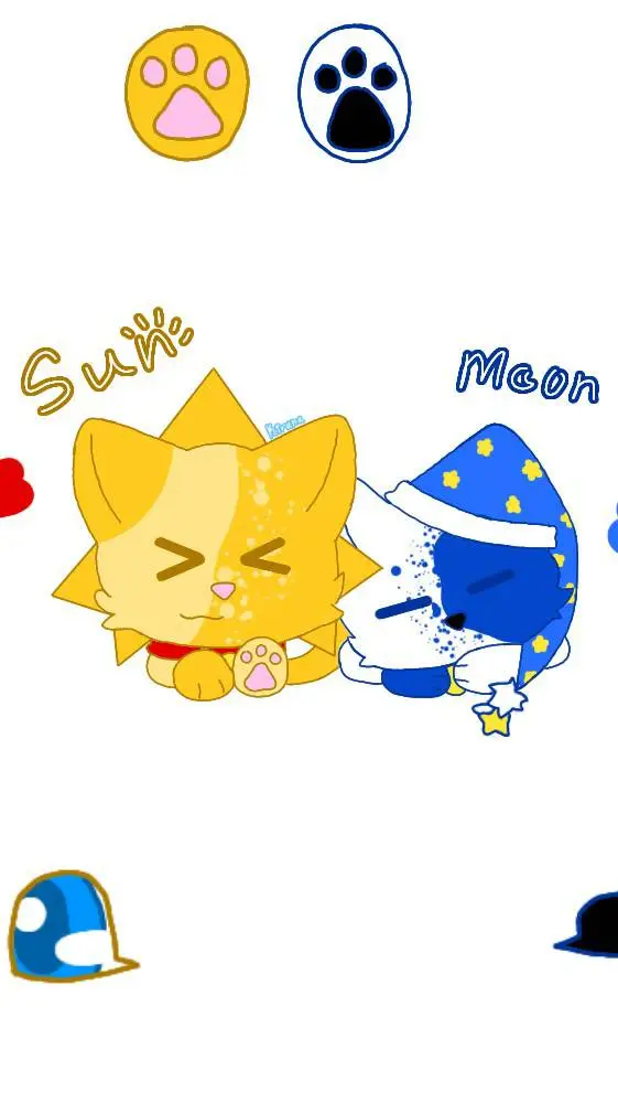 ai character: Sun & Moon cats background