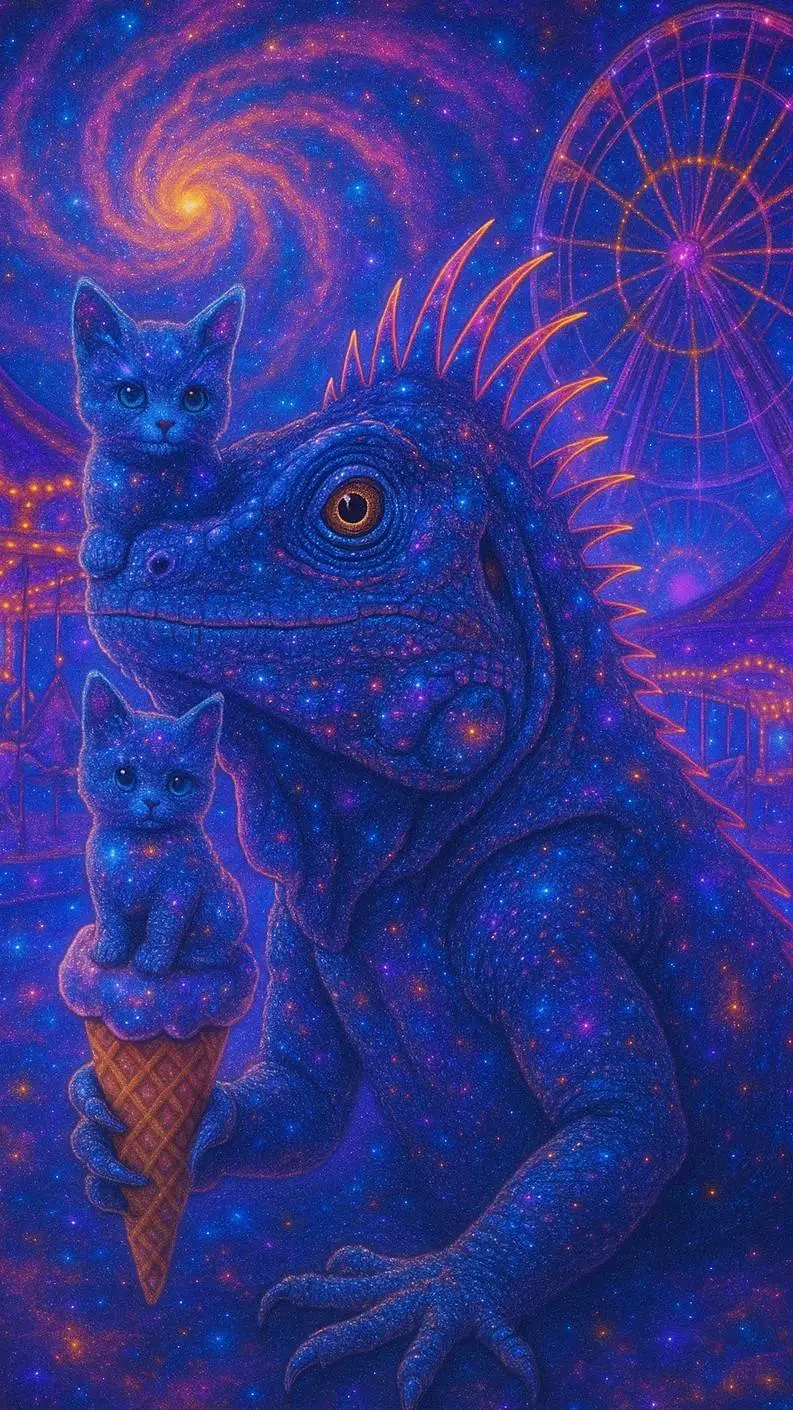ai character: iguana galactica background