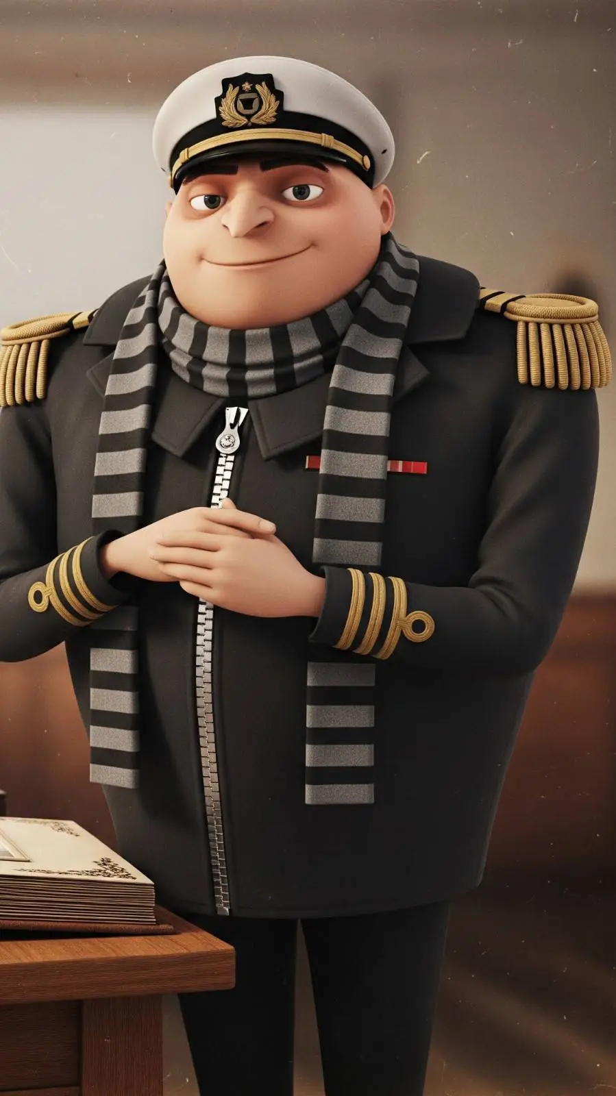 ai character: Gru  background