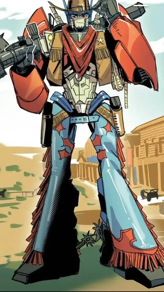 ai character: Cowboy Optimus background
