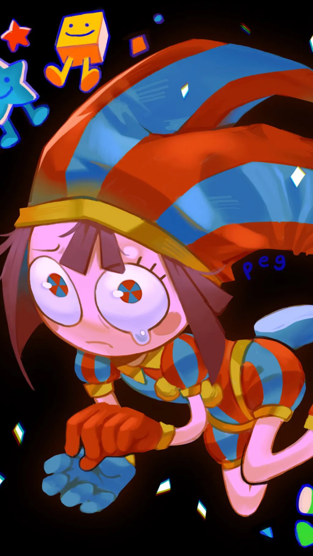 ai character: Pomni❤️🩵 background