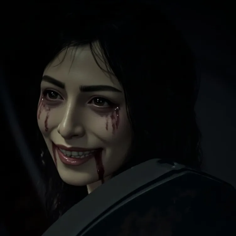 chat with ai character:  slit mouth woman 