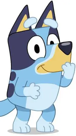 ai character: Bluey  background